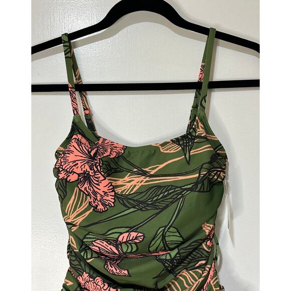 Hutch Zenna Floral One-Piece Swimsuit Green Pink Size XS NWT No Belt Vacation - Picture 3 of 14